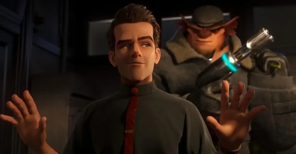 Ray Gunn e seu parceiro alienígena em cena da animação da Netflix dirigida por Brad Bird