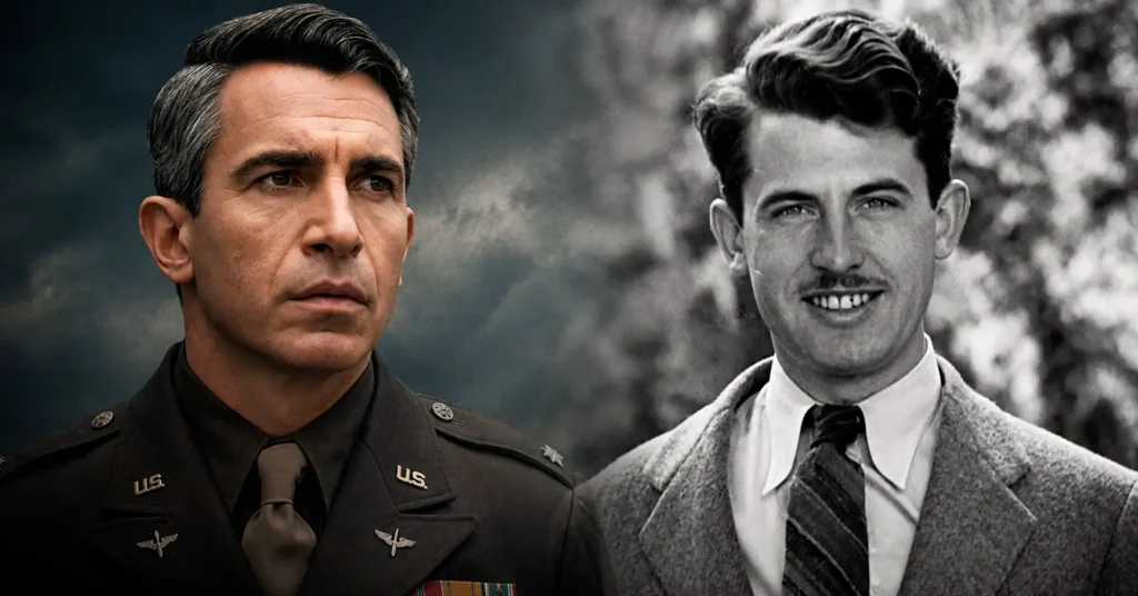 Chris Messina como Irving Krick no filme Pressão, sobre a disputa de previsões meteorológicas antes do Dia D