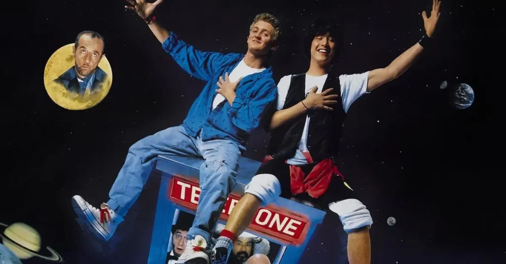 Keanu Reeves e Alex Winter em Bill & Ted: Uma Aventura Fantástica