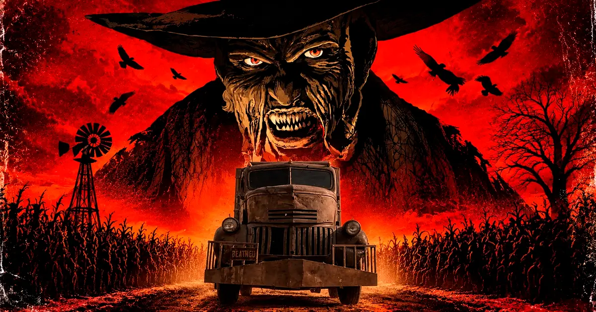 Creeper de Olhos Famintos em cena de terror, personagem cuja origem permanece um mistério na franquia