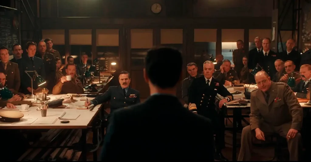 Cena de Pressão mostra comandantes aliados reunidos antes do Dia D