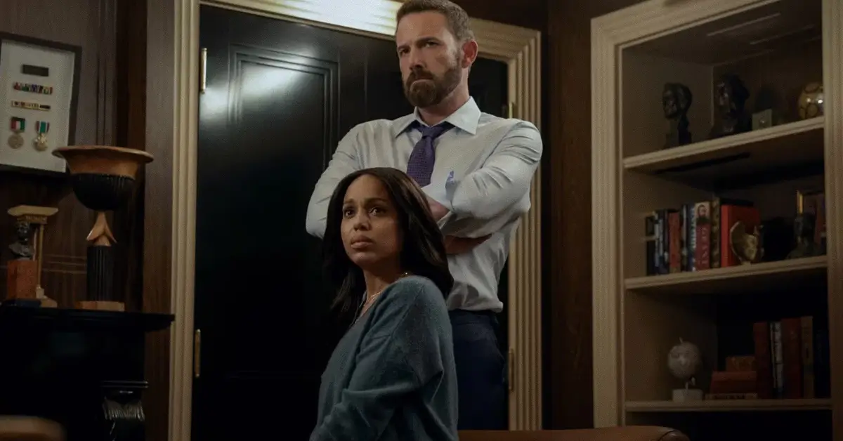 Ben Affleck e Kerry Washington em cena do filme Sobrevivência (2026)