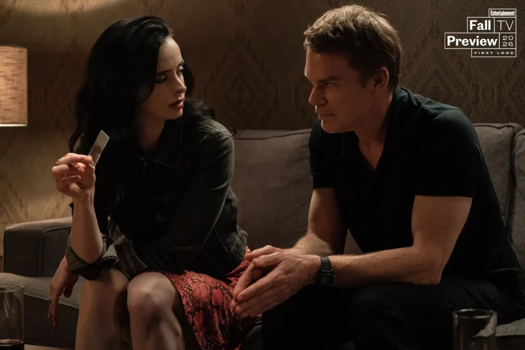 Krysten Ritter como Mia LaPierre e Michael C. Hall como Dexter Morgan em Dexter: Ressurreição 2