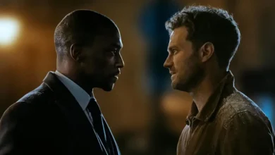 Anthony Mackie e Jamie Dornan frente a frente na série de assalto 12 12 12 (2026), da Apple TV.