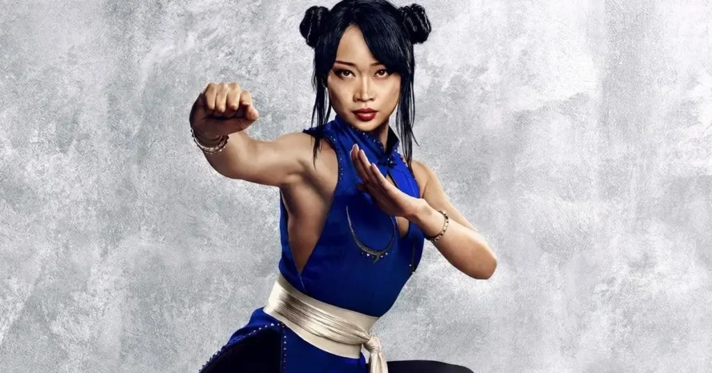 Chun-Li em pose de combate em Street Fighter