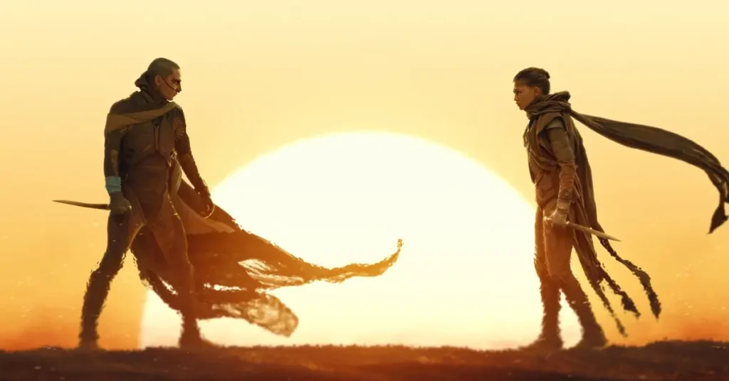 Timothée Chalamet e Zendaya em Duna: Parte Três (2026), um dos filmes cotados como possível candidato ao Oscar 2027.