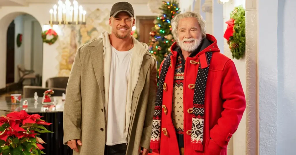 Arnold Schwarzenegger e Alan Ritchson em cena de Missão Resgate de Natal (2026), comédia natalina do Prime Video.