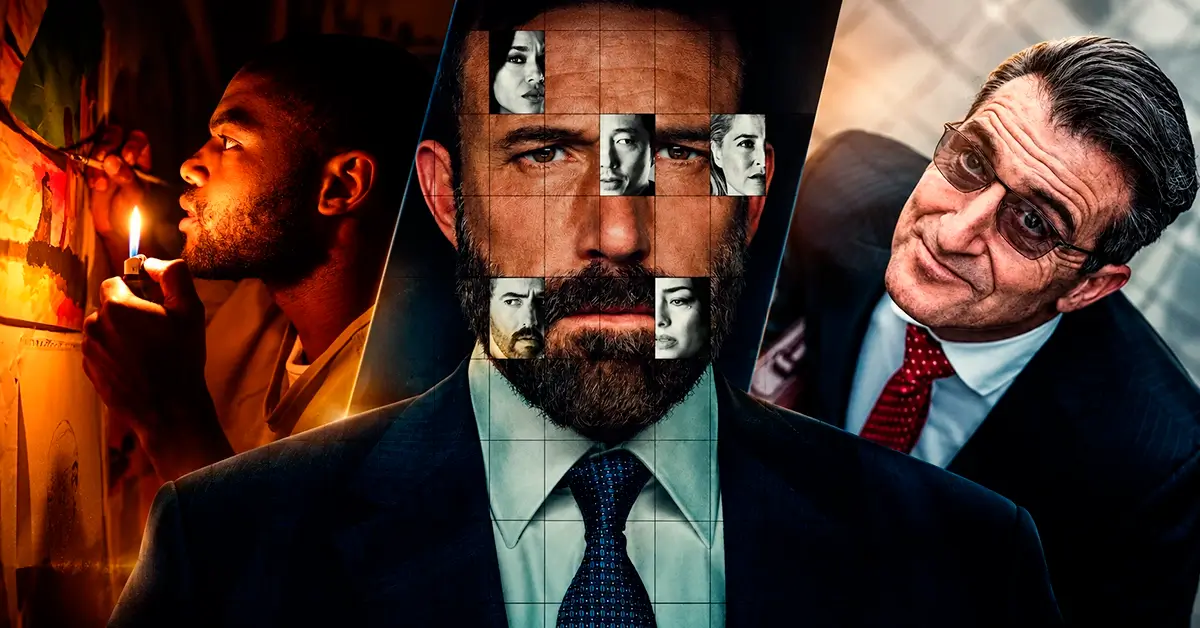Imagem de destaque com cenas de Cartas de Redenção, Sobrevivência e Colisão Implacável, filmes da Netflix em outubro de 2026