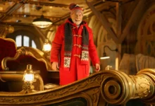 Arnold Schwarzenegger como Papai Noel em cena de Missão Resgate de Natal (2026), filme de Natal do Prime Video com estreia em 2 de dezembro de 2026.